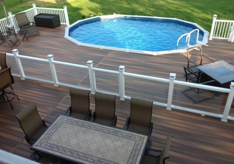 25 Above Ground Pool Deck Ideas, Building A Deck Around Oval Above Ground Pool
